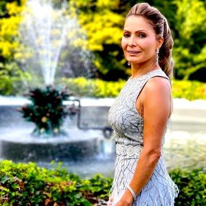 Alice + Olivia Vaughn Feather Rhinestone Gown 2